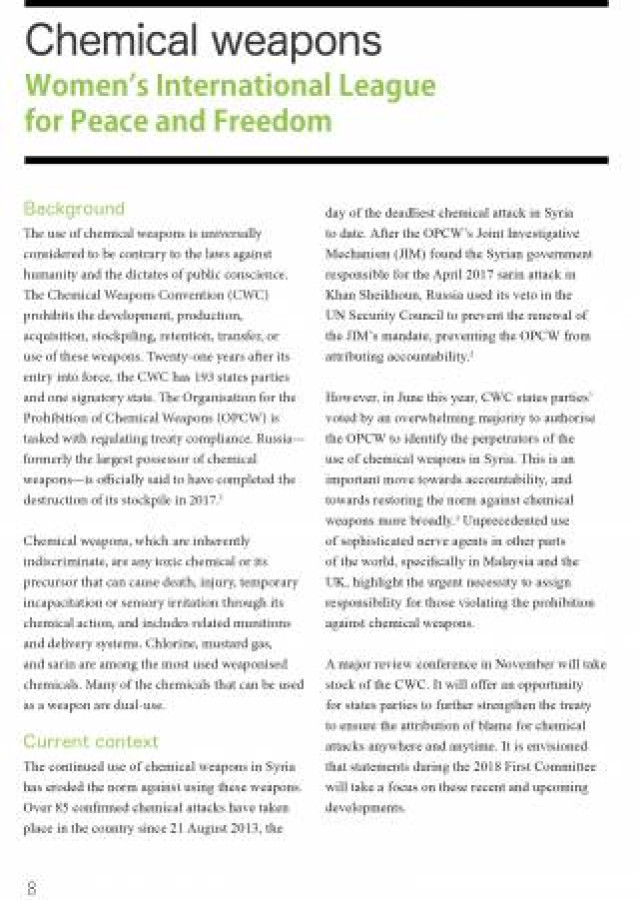 Chemical weapons in First Committee Briefing Book 2018