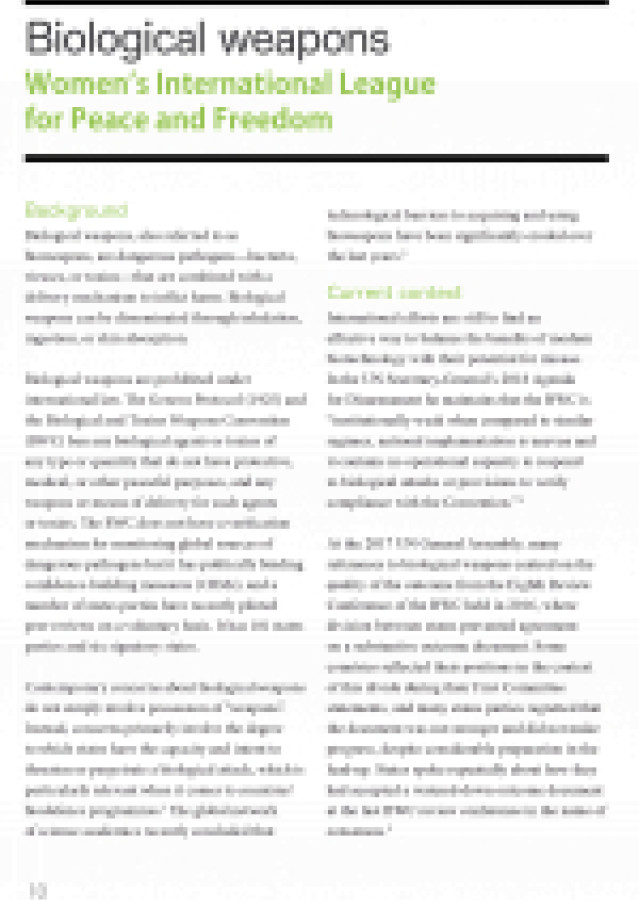 Biological weapons in First Committee Briefing Book 2018