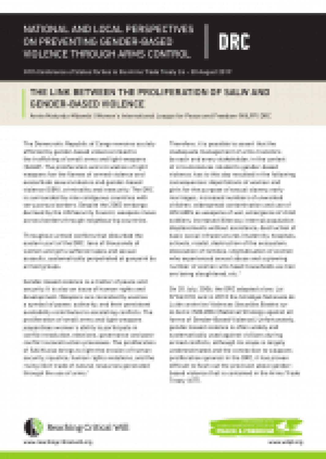 The link between the proliferation of SALW and gender-based violence in the DRC