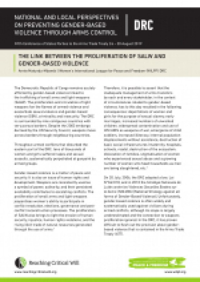 The link between the proliferation of SALW and gender-based violence in the DRC