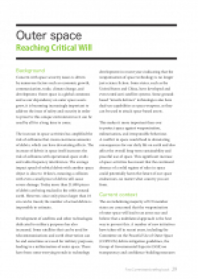 Outer space in First Committee in Briefing Book 2015