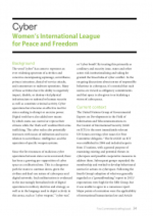 Cyber in First Committee in Briefing Book 2018