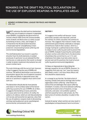 Response to the draft elements for a political declaration on the use of explosive weapons in populated areas