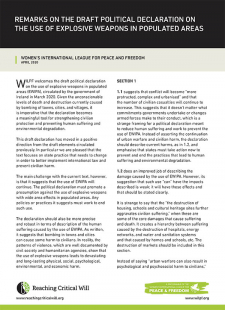 Response to the draft elements for a political declaration on the use of explosive weapons in populated areas