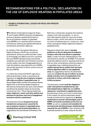 Recommendations for a political declaration on the use of explosive weapons in populated areas