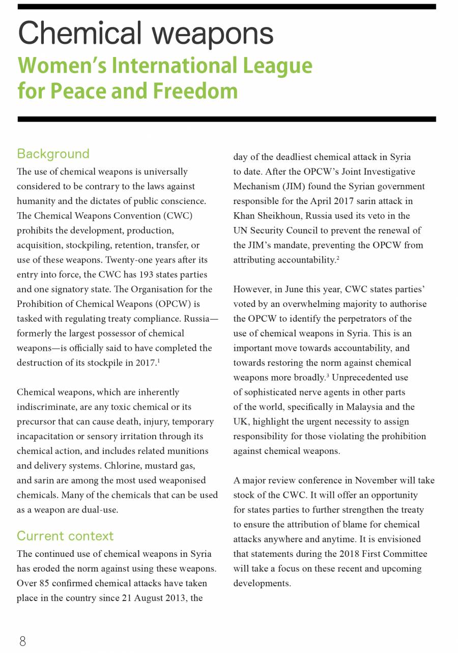 Chemical weapons in First Committee Briefing Book 2018